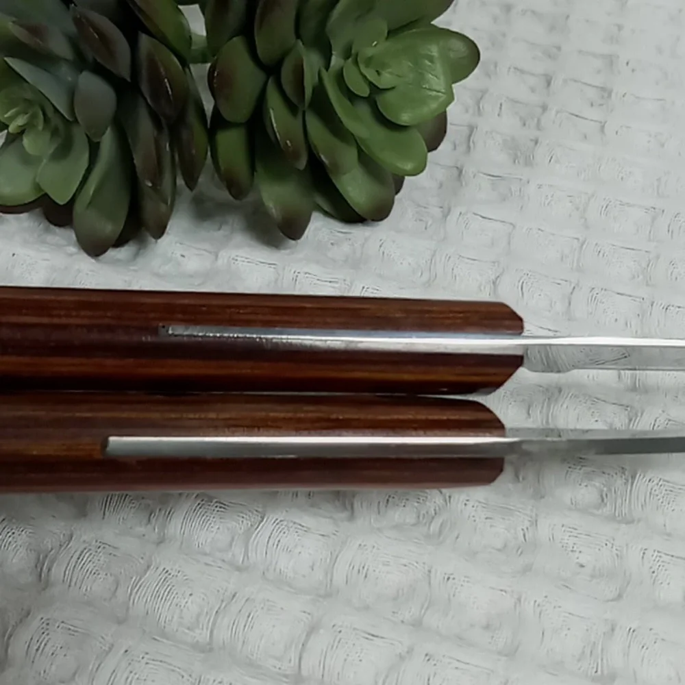 MCM Valley Forge Stainless Steel Pakkawood Handle Carving Knife and Fork Set